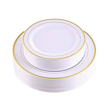 Gold Rim Dinner Plates 60 Pieces,Disposable Plastic Plates(IOOOOO)