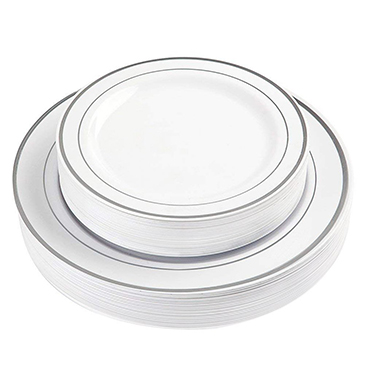 Gold Rim Dinner Plates 60 Pieces,Disposable Plastic Plates.(IOOOOO)