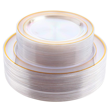 96pcs Plastic Plates Plastic Plates Includes: 48 Dinner Plates 10.25 Inch and 48 Salad/Dessert Plates 7.5 Inch (IOOOOO)