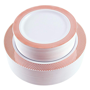 Rose Gold Plates 102 Pieces, Includes: 51 Dinner Plates 10.25 Inch and 51 Salad/Dessert Plates 7.5 Inch(IOOOOO)