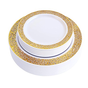 60 Pieces Gold Plates, Plastic Party Plates Reusable(IOOOOO)