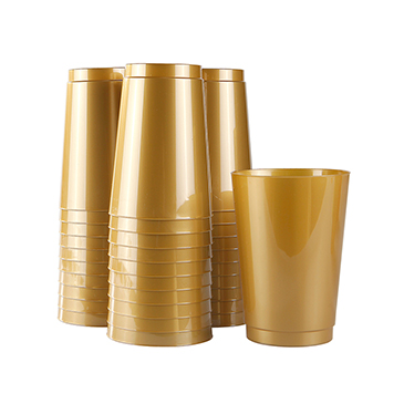 IOOOOO 100pcs Gold Plastic Cups 12 OZ, Solid Color Disposable Cups, Elegant Party Wedding Cups 