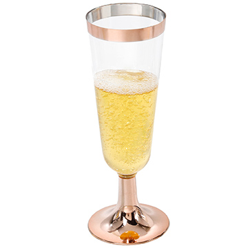 I00000 Rose Gold Champagne Flutes 50 PACK, 5 Oz Disposable Champagne Glasses, Plastic Toasting Glasses for Celebration, Wedding or Parties
