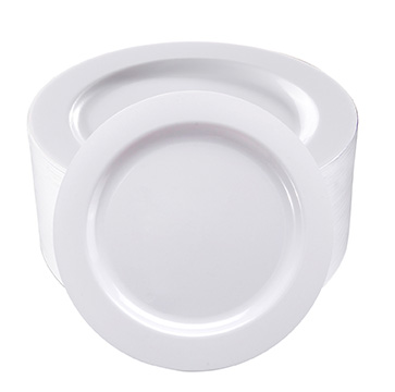 I00000 50 Pieces White Plastic Dessert Plates, 7.5 inch Disposable Salad Plates, Premium Appetizer Plates for Party, Wedding