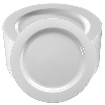I00000 50Pcs White Plastic Dinner Plates 10.25 Inch, Premium Disposable Plates, Safe and Reusable, Great for Party or Wedding